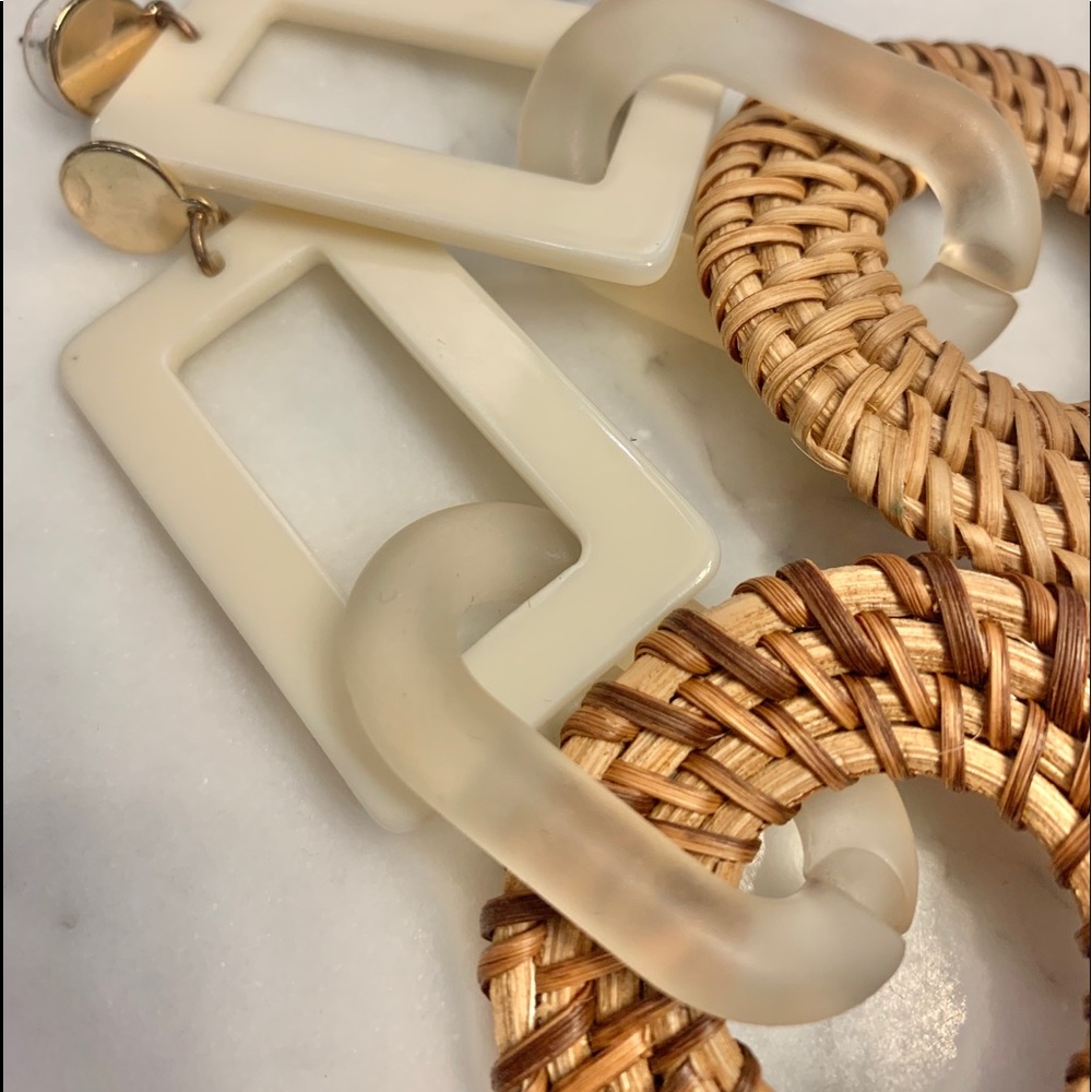 earrings - 3” resin and rattan